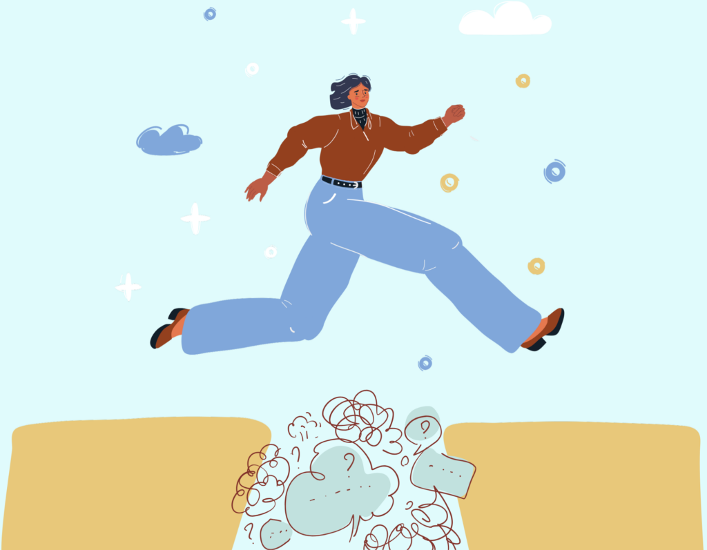 Image of a woman jumping over an obstacle